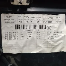 Карта дверна Audi A6 C6 (04-11) 2.0 TDI задня ліва 4f0867305 фото 6