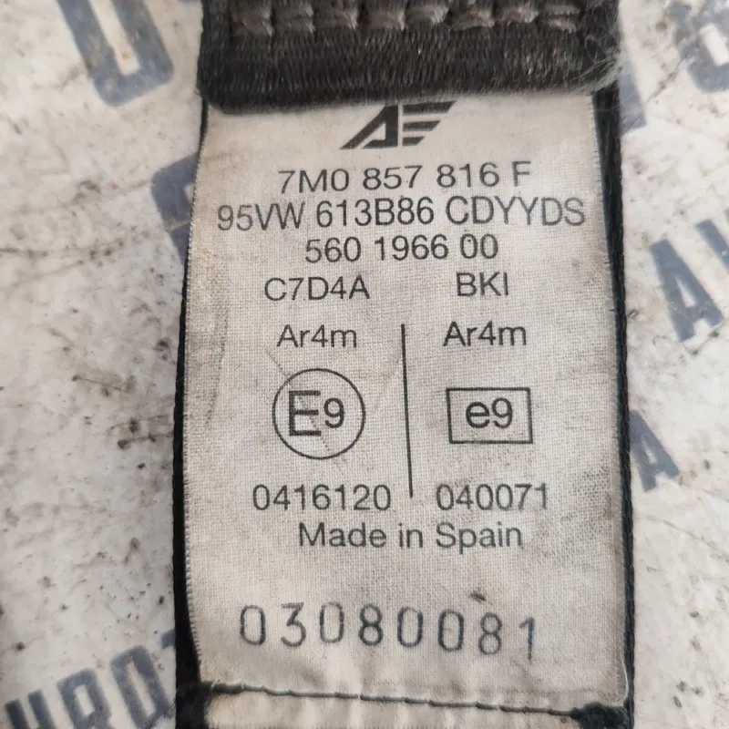 Ремінь безпеки VW Sharan 1A (95-10) задній правий 7M0857816F